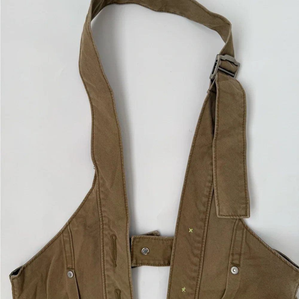 Miss Sixty Brown Cotton Halter Overall Jumpsuit Women's size 30 - Picture 3 of 14